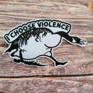 I Choose Violence Funny Danger Goose Punk Goth Embroidered Iron on Patch